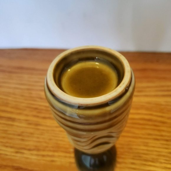 Japanese Sake Bottle, Hand Thrown Pottery Green Brown Ceramic Vase made in Japan - Picture 5 of 5